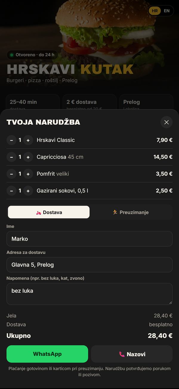 Primjer online narudžbe na mobitelu