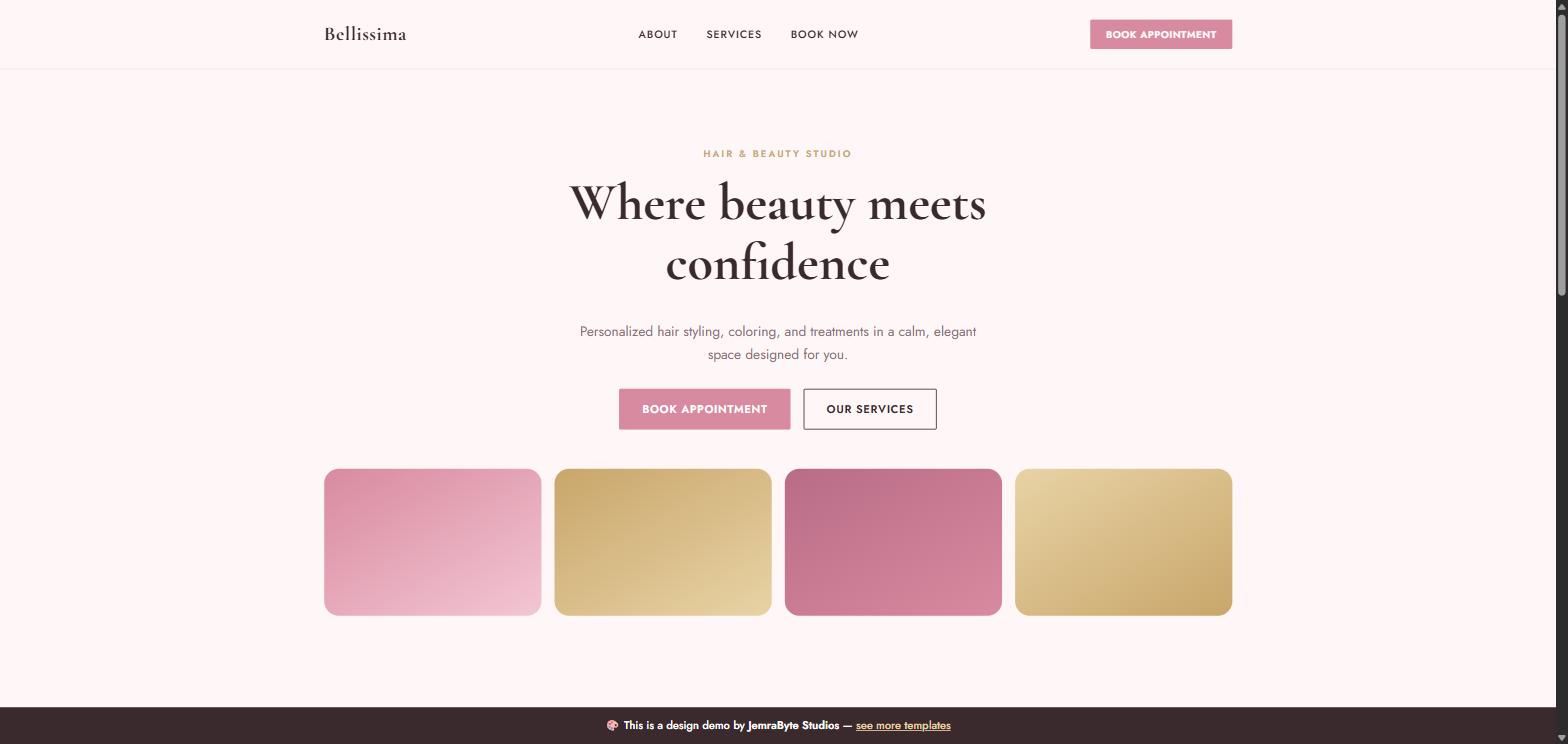 Hair salon website design demo